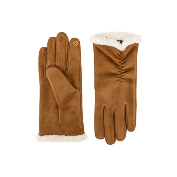 Isotoner Women's Stretch Microsuede Touchscreen Gloves, Brown