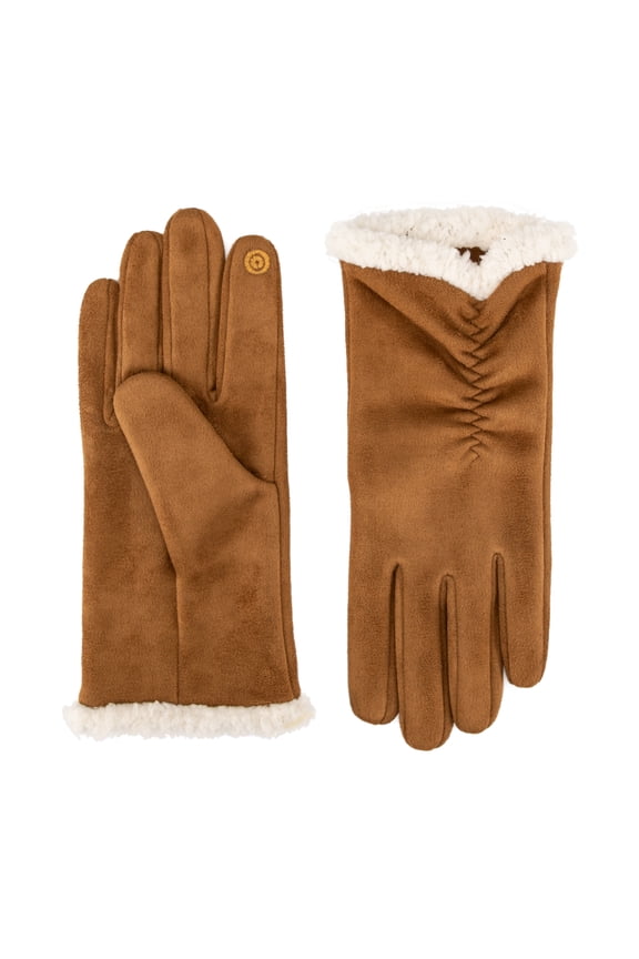 Women's Stretch Microsuede Touchscreen Gloves, Brown