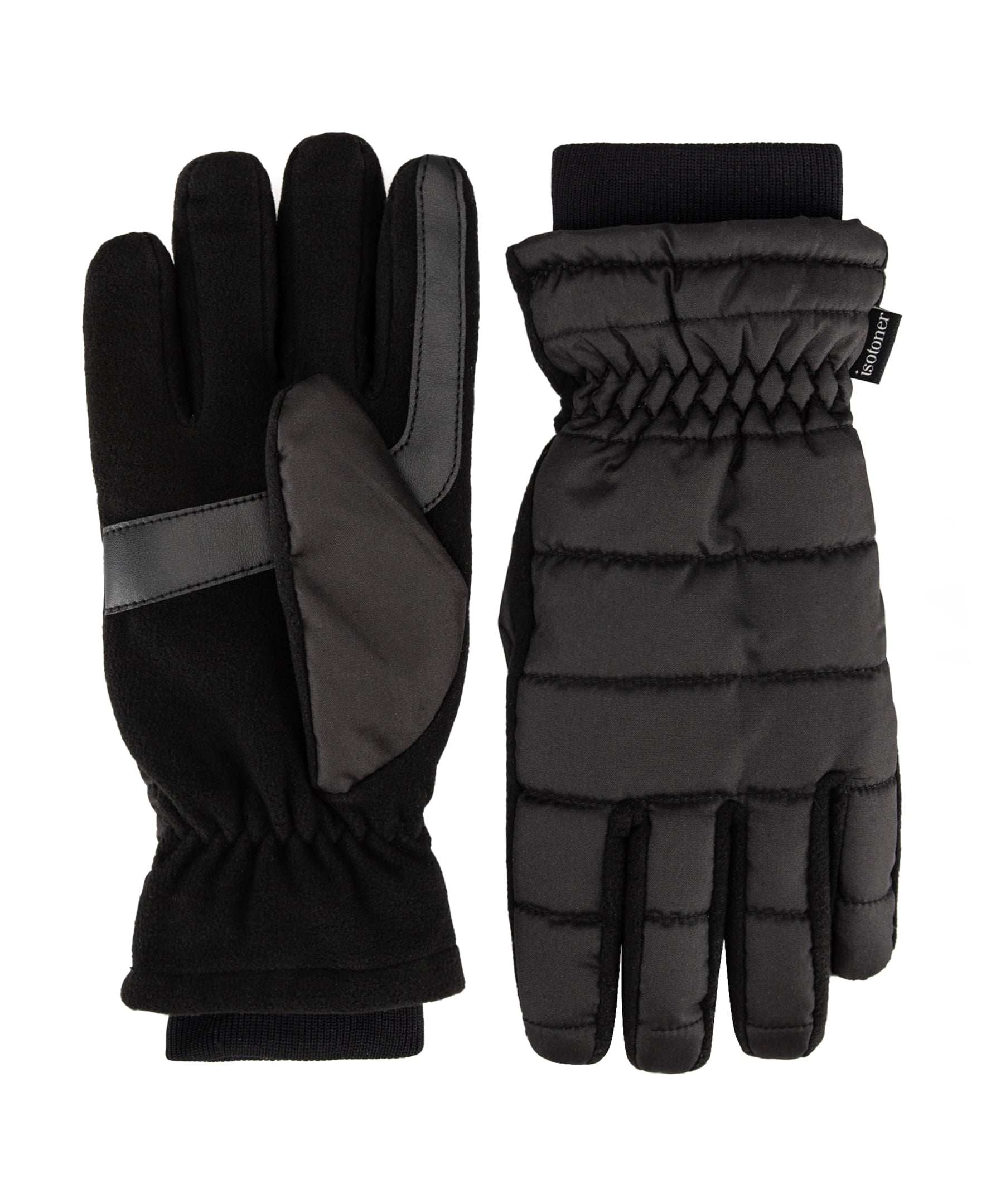 Isotoner Women's Fleece Insulated Gloves, Black, S/M