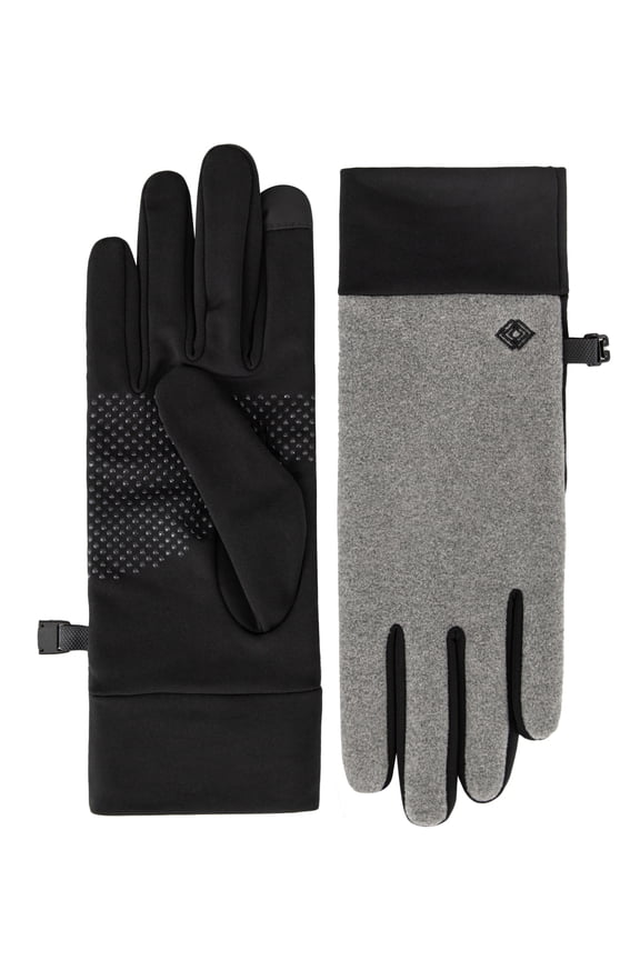 Women's Water Repellent Fleece Gloves with Spandex Palm, Gray and Black