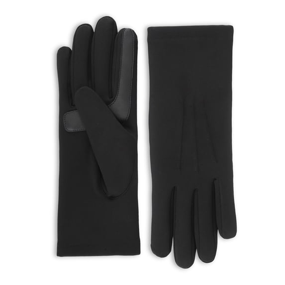 Isotoner Women's Everyday Spandex Gloves with Fleece Lining, Black, S/M