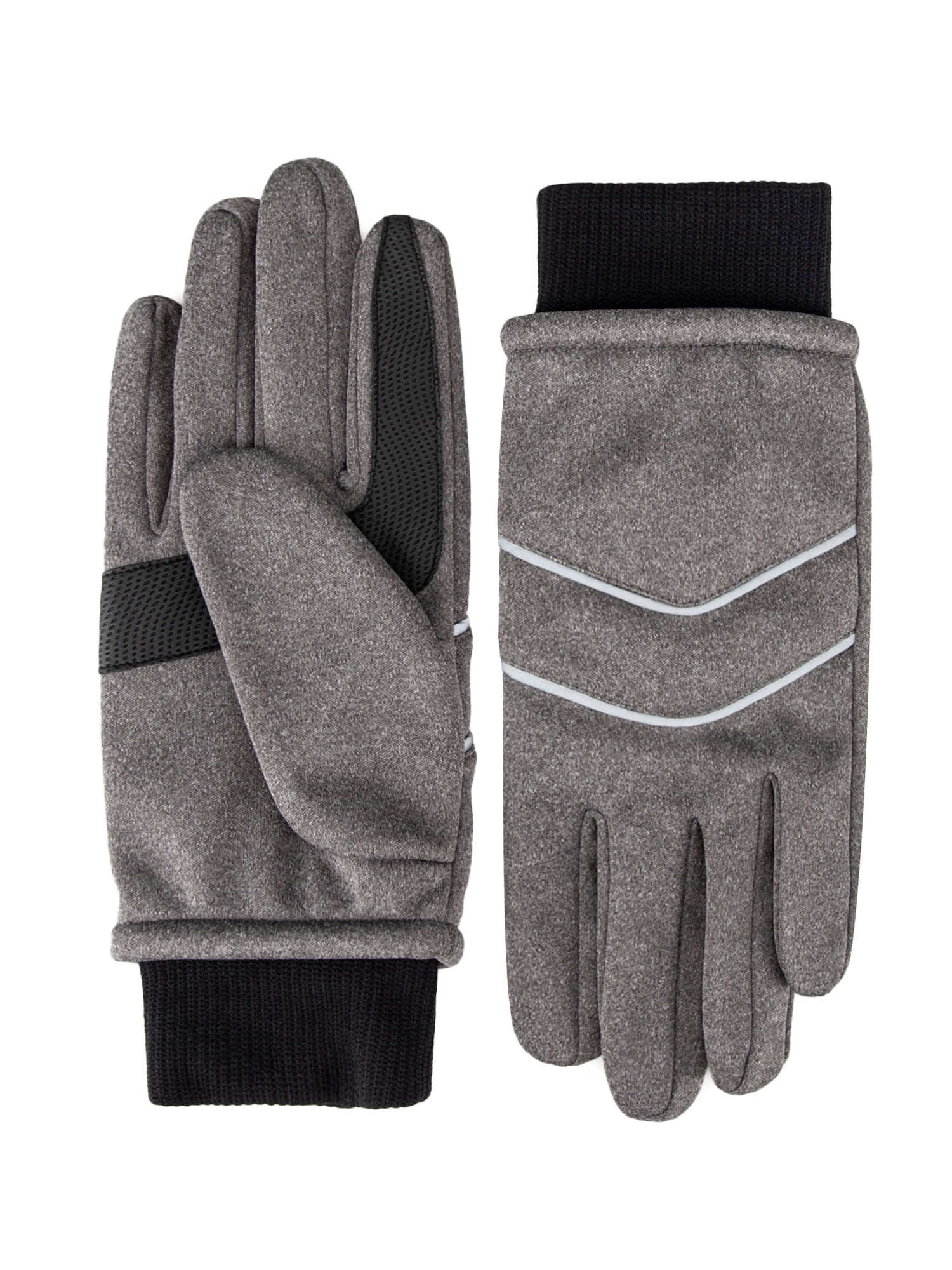 Isotoner Women's Moisture Wicking Touchscreen Gloves, Gray with Reflective Detailing