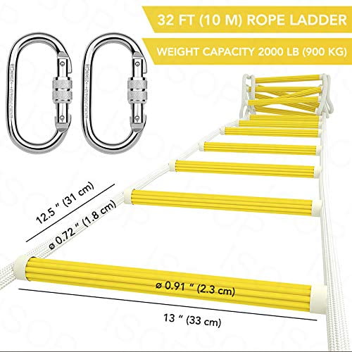 ISOP Emergency Fire Escape Rope Ladder 3-4 Story Homes 32 ft Flame ...