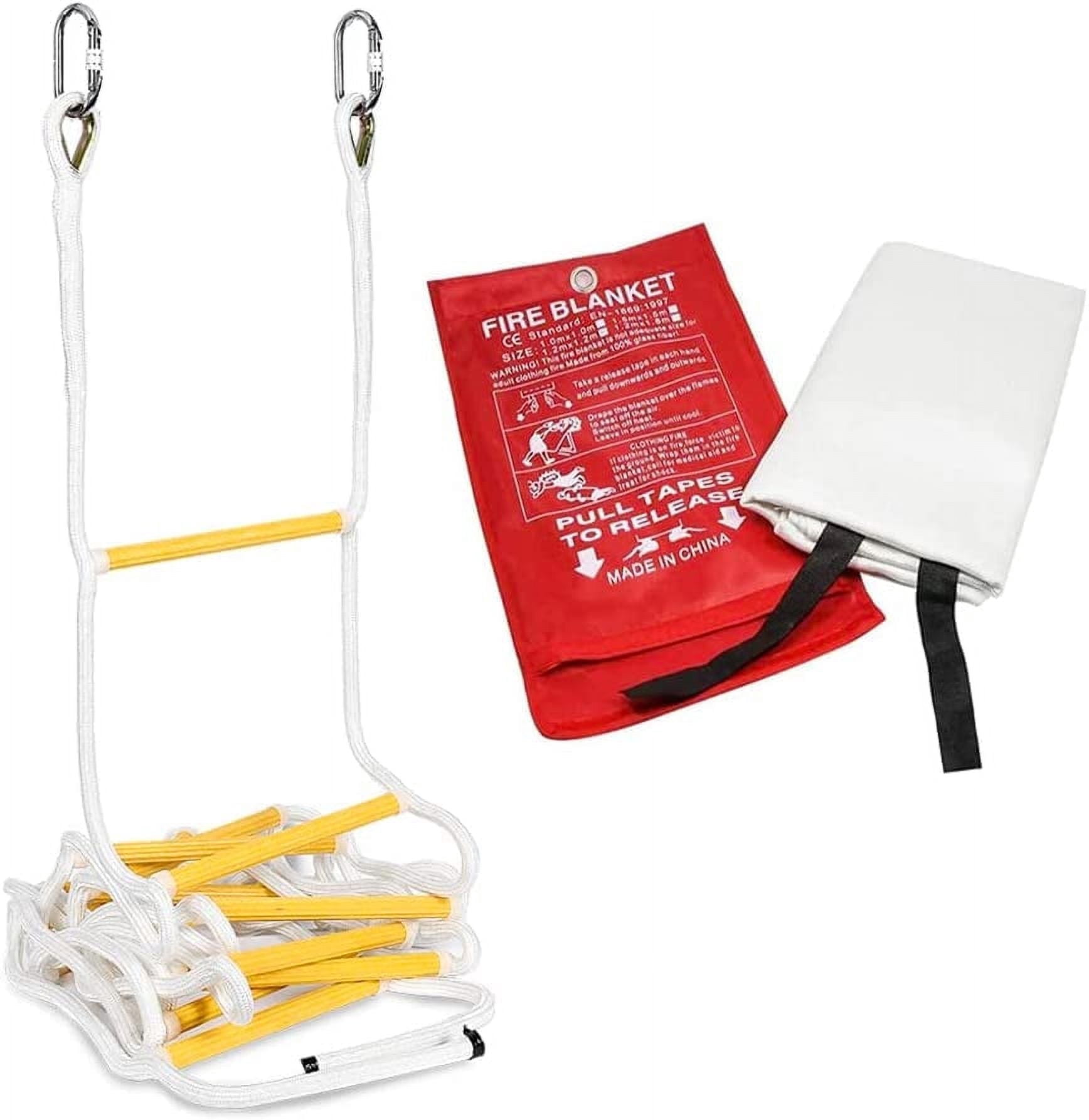 Safety Rope Signs ISOP Rescue Survival Rope Ladder 2-Story + Fireproof Emergency Blanket ...