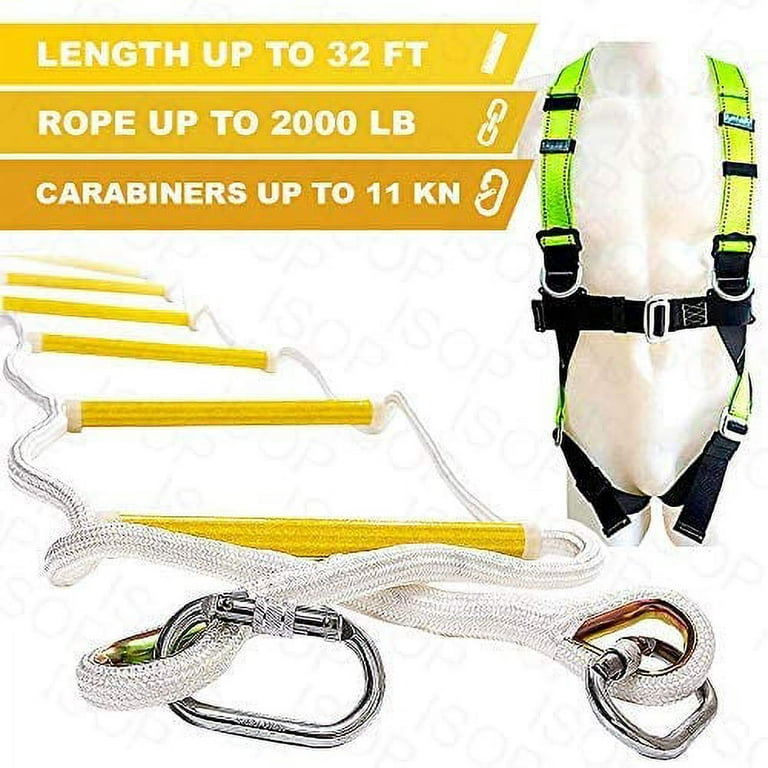 Fire Evacuation Rope Ladder 32ft (10m) with Safety Harness