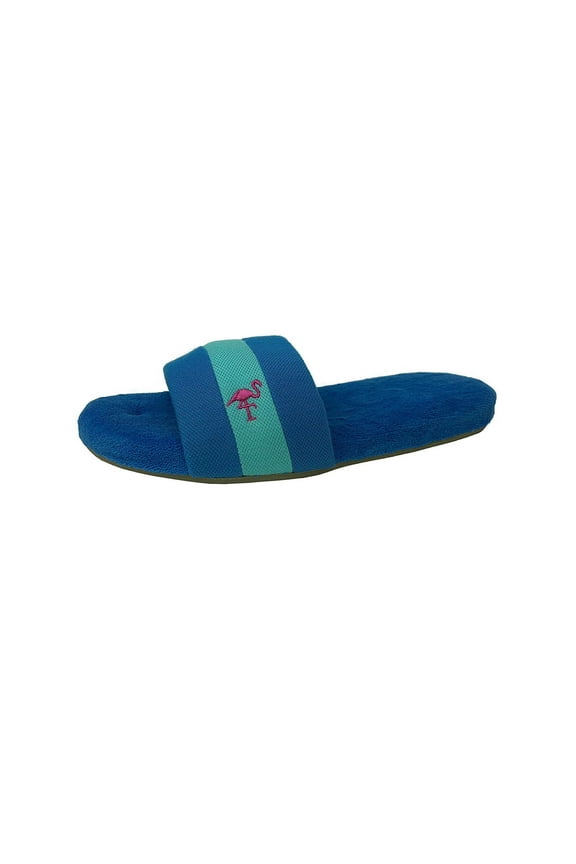 Cabanas Women's Memory Foam Resort Indoor/Outdoor Open Toe Slippers, True Blue, 6.5-7