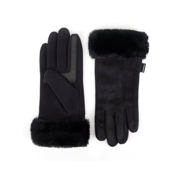 Isotoner Women's Microsuede Gloves with Faux Fur Cuff