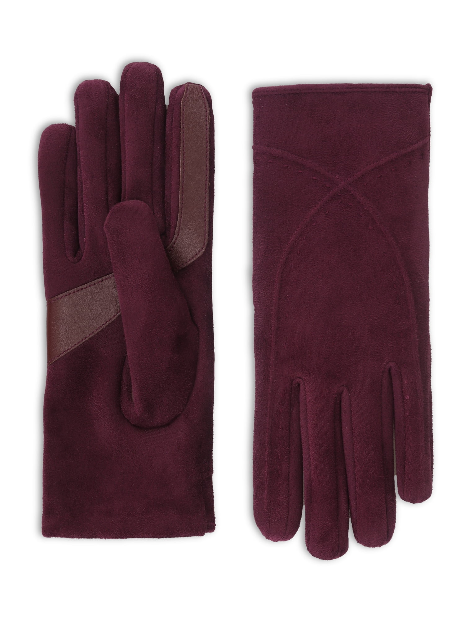 Isotoner Women's Microsuede Stretch Gloves, Wine, S/M