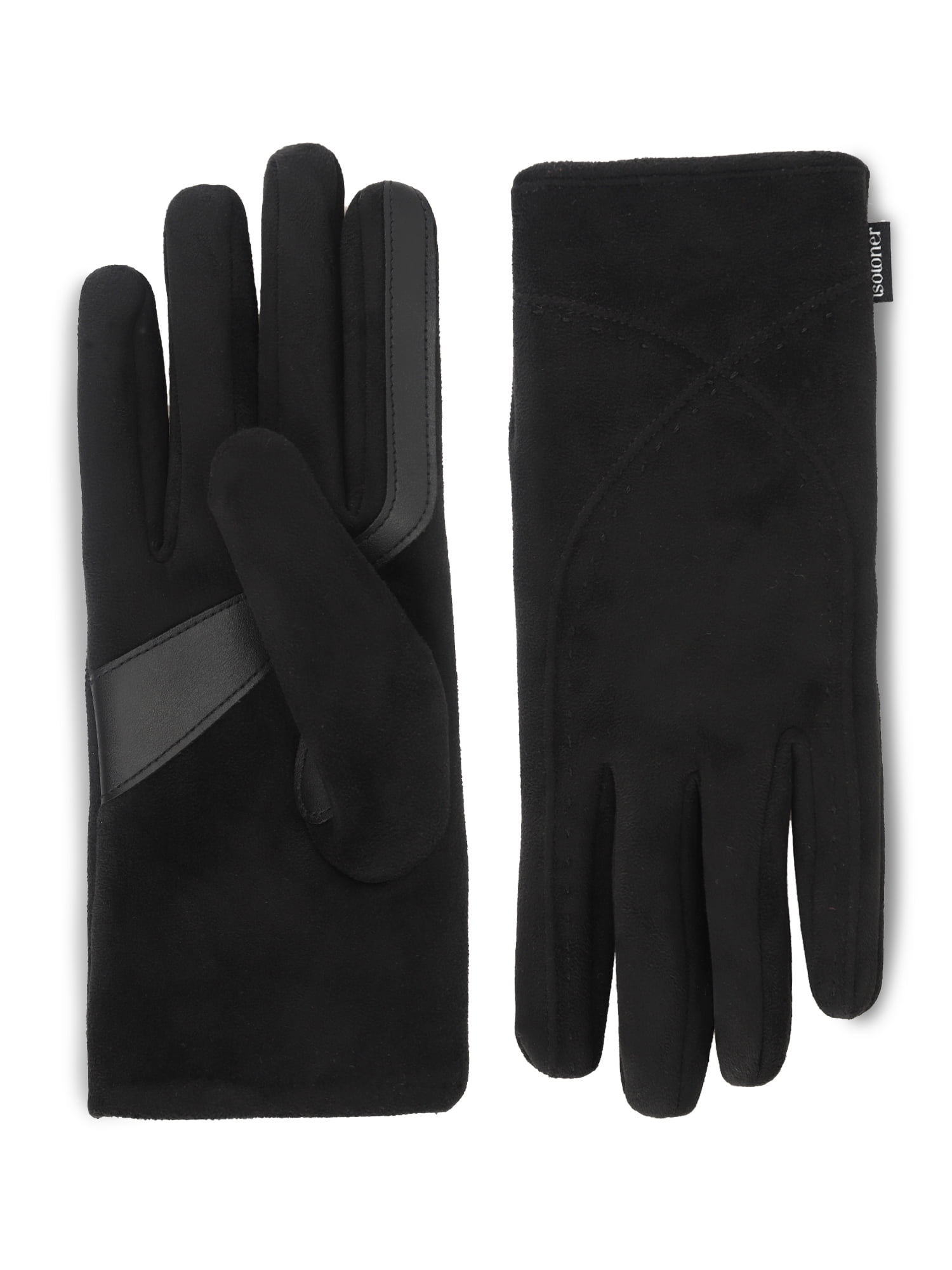 Isotoner Women's Microsuede Stretch Gloves, Black, S/M