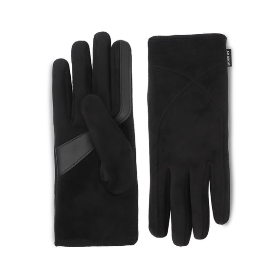 Isotoner Women's Microsuede Stretch Gloves, Black, S/M