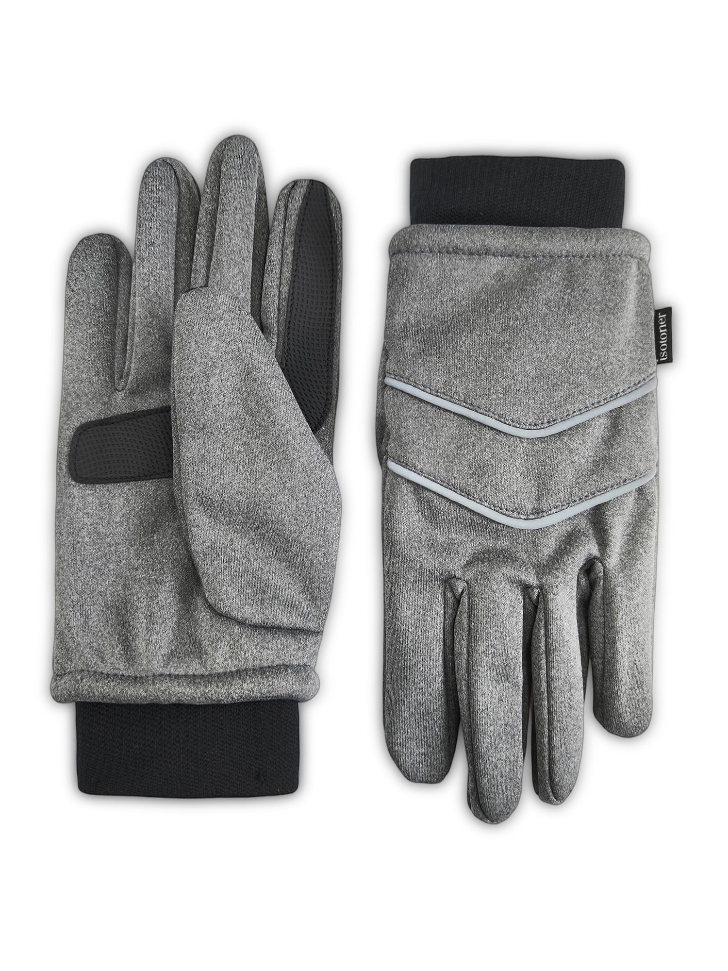 Isotoner Women's Weather Resistant Storm Cuff Gloves, Light Gray, L/XL