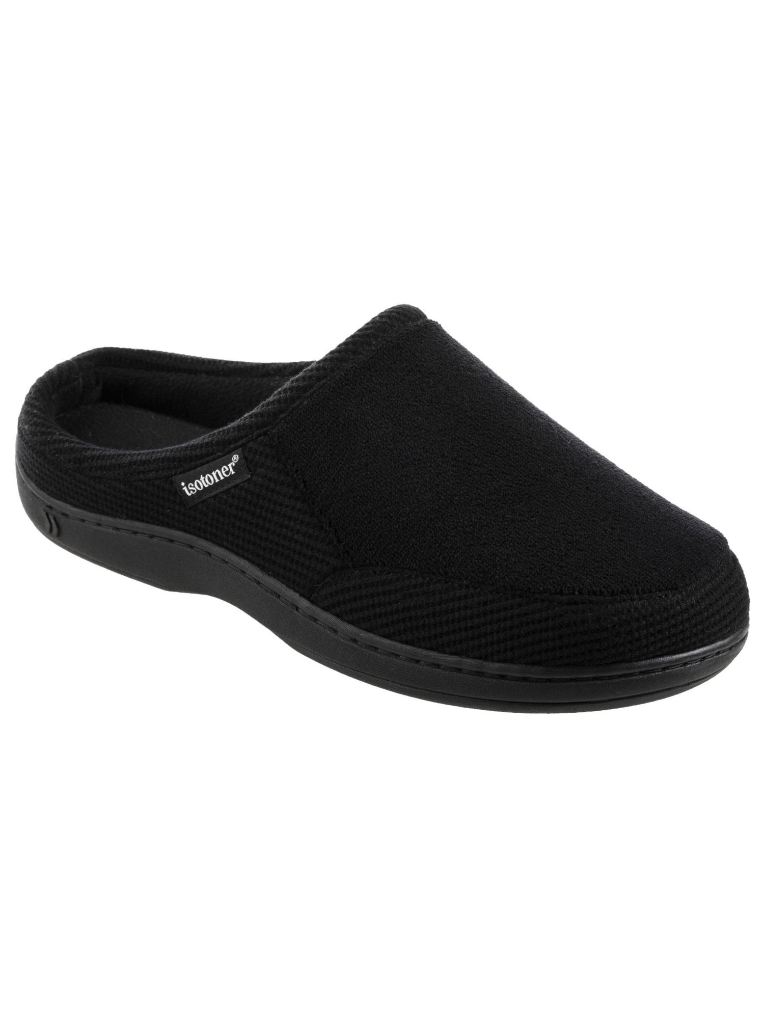 ISOTONER Mens Black Indoor/Outdoor Machine Washable Slip On Slippers