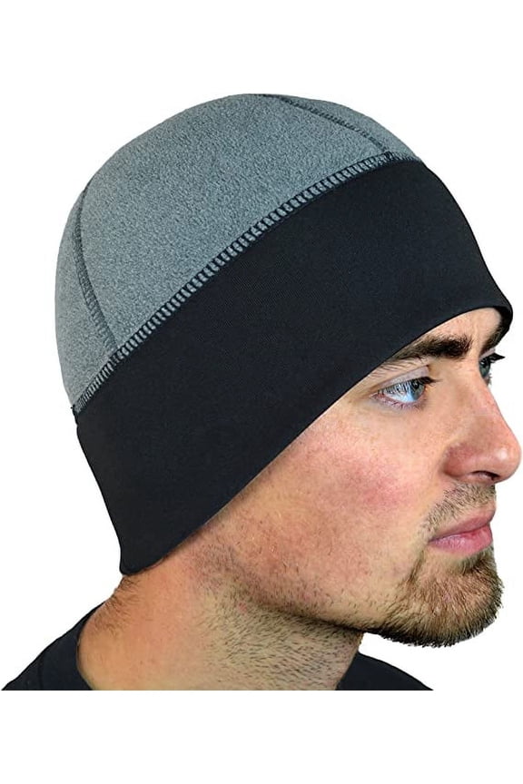Warm Winter Micro Fleece Beanie- Sports Outdoor Exercise Skully Cap Black/Oxford Heather