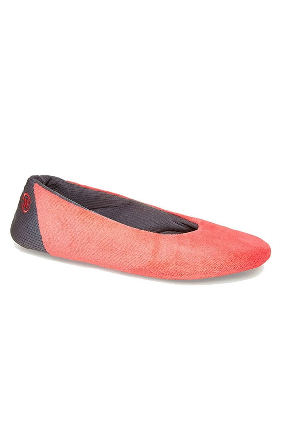 Women's Terry Smart Dri Ballet Slippers with Memory Foam, Coral/Gray, Small (5-6)