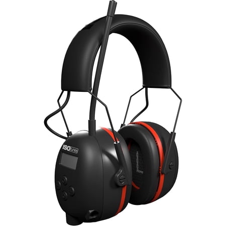 ISOtunes AIR Defender Wireless Ear Protection Earmuffs with AM/FM Radio Tuner, 24 dB NRR, Red