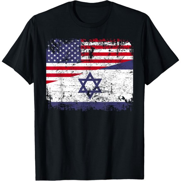 ISRAELI ROOTS | Half American Flag | USA ISRAEL FLAG T-Shirt