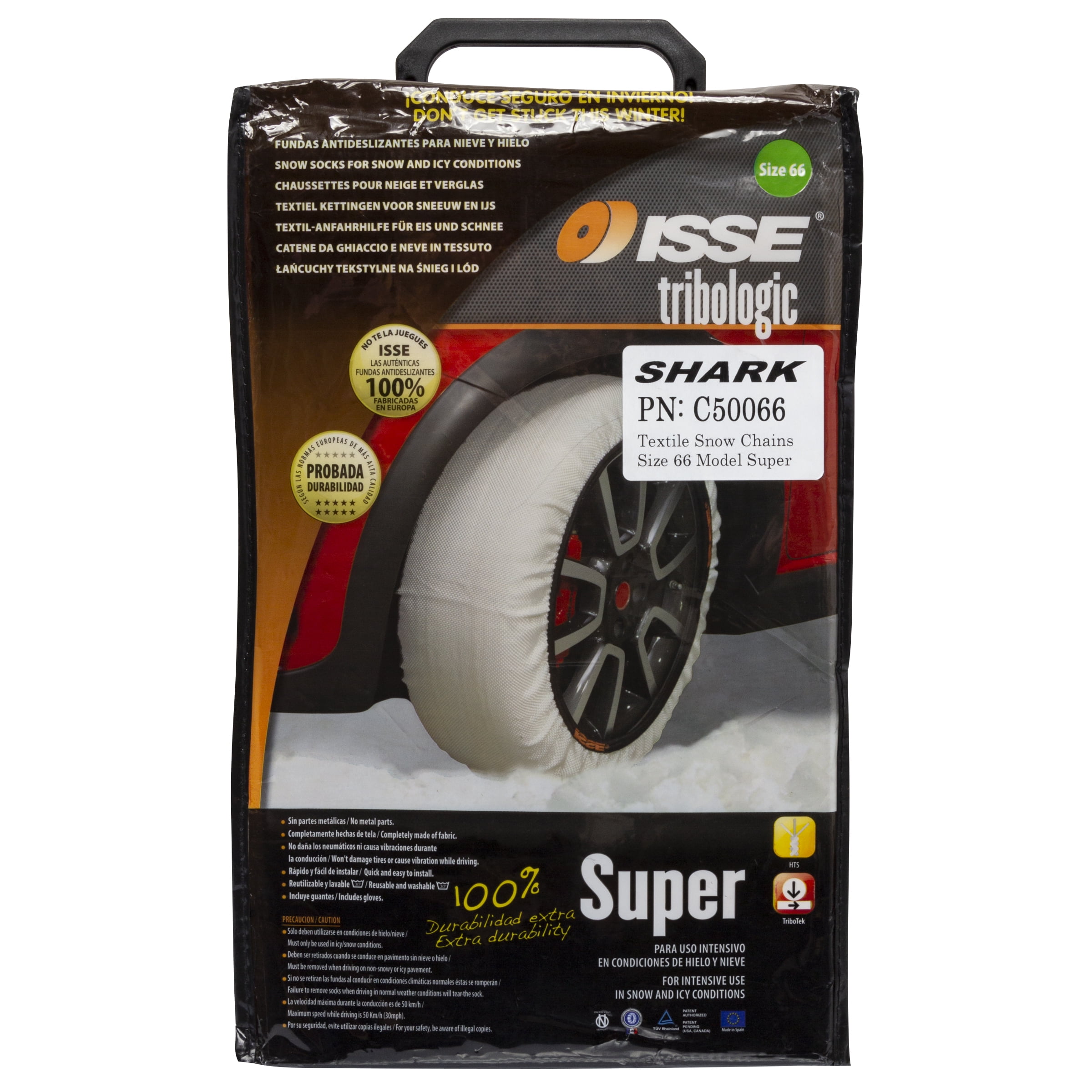 ISSE Textile Snow Chains, Snow Socks, Super, Size 66, 2Pack Tire Chain  Alternative