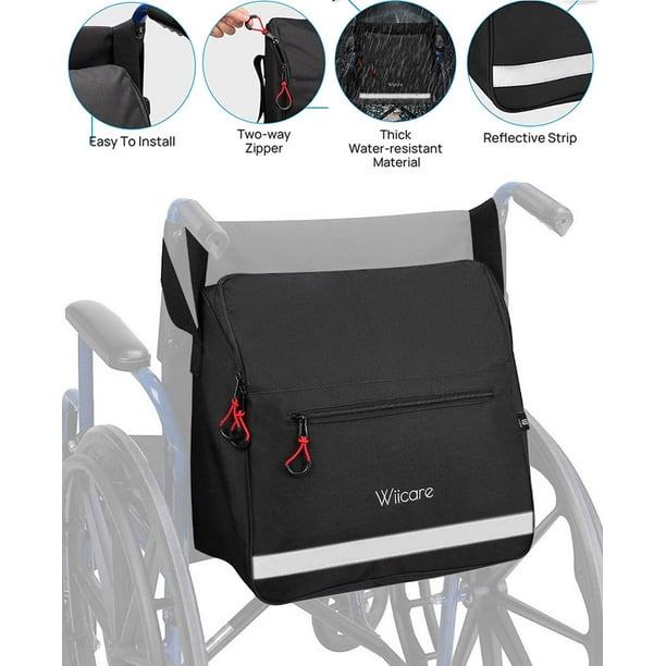 ISSYAUTO Wheelchair Backpack Bag,Wheelchair Bag for Back of Chair,Large Capacity,Oxford Cloth