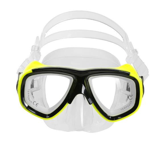 IST M80 2 Lens Snorkel Diving Mask with RX Prescription Lenses, Low Profile & Hypoallergenic Silicone - 4 Color Options (Neon Yellow, Nearsighted, -4.0)
