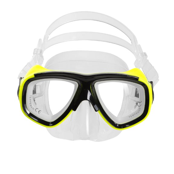 IST M80 2 Lens Snorkel Diving Mask with RX Prescription Lenses, Low Profile & Hypoallergenic Silicone - 4 Color Options (Neon Yellow, Nearsighted, -4.5)