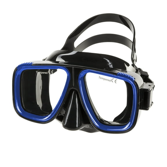 IST M9-C Saturn 2-Window Diving Snorkeling Mask (Black Silicone/ Blue)