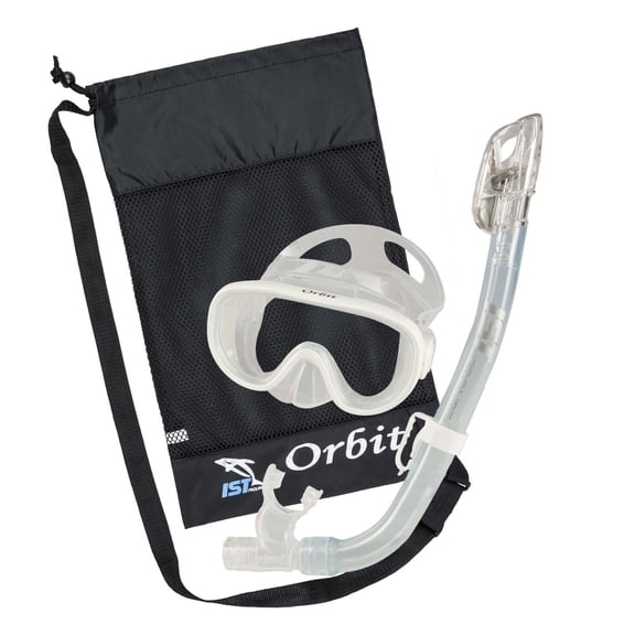 IST Orbit Premium Dry Top Snorkel, Panoramic Low Profile Mask, with Travel Bag