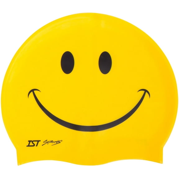 IST Silicone Smiley Face Swimming Cap (Black)