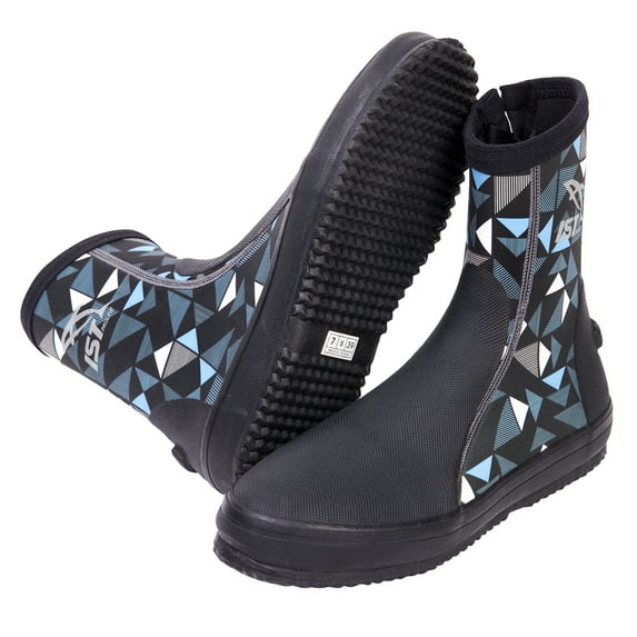 IST Tall Cut Diving Boots High Grade 3MM Neoprene 8 Inch Height Geometric Blue- Size 5