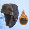 thumbnail image 1 of ISUHAZBO Men's Trapper Hat Cycling Warm Windproof Ear Protector Caps Cold Proof Faux Fur Hat Outdoor Thunderhead Ski Cap Linning Eskimo Windproof Winter Hat One Size, 1 of 3