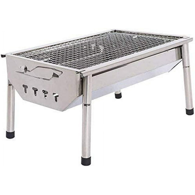 ISUMER Charcoal Grill Barbecue Portable BBQ - Stainless Steel Folding BBQ Kabab Grill Camping Grill Tabletop Grill Hibachi Grill for Shish Kabob Portable Camping Cooking Small Grill