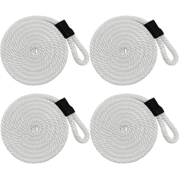 ISURE MARINE 4Pcs Boat Bumper Line Double Braided Nylon Fender Rope 6.5' x 3/8" Boat Fender Lines