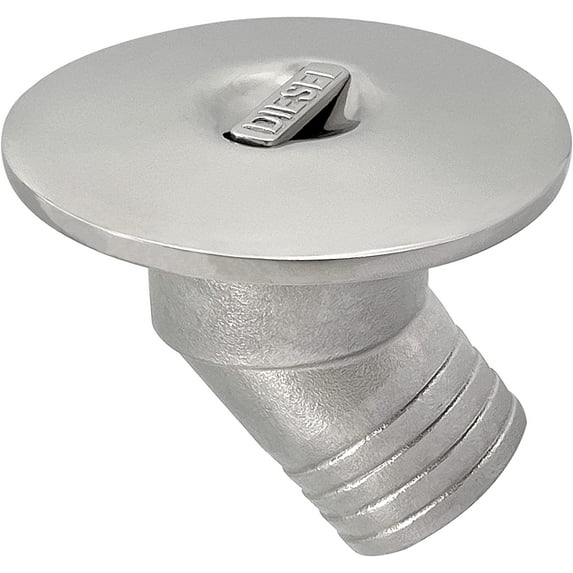ISURE MARINE Boat 316 Stainless Steel 2"(50mm) Angled Neck 45° DIESEL Deck Fill/Filler Cap Keyless Thru Hull Hardware