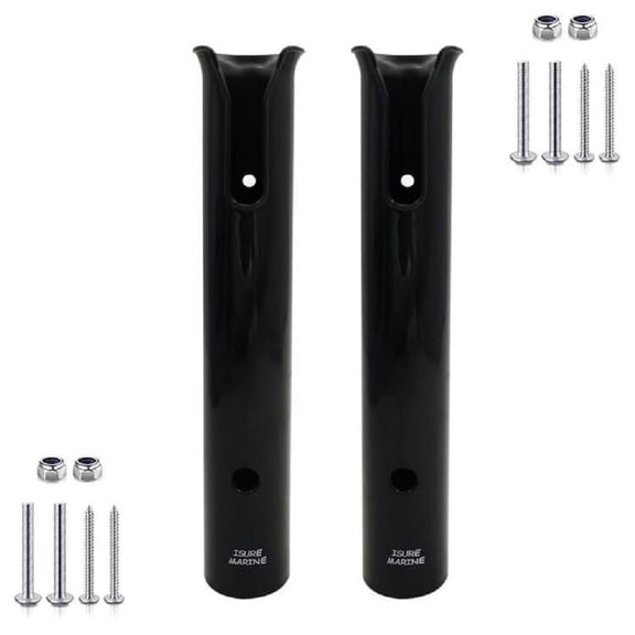 ISURE MARINE Fishing Rod Holder Bracket Wall Mounted Boat Side Mount Tool Holder Tube Links with Screws 2 Pole Tube (Black)