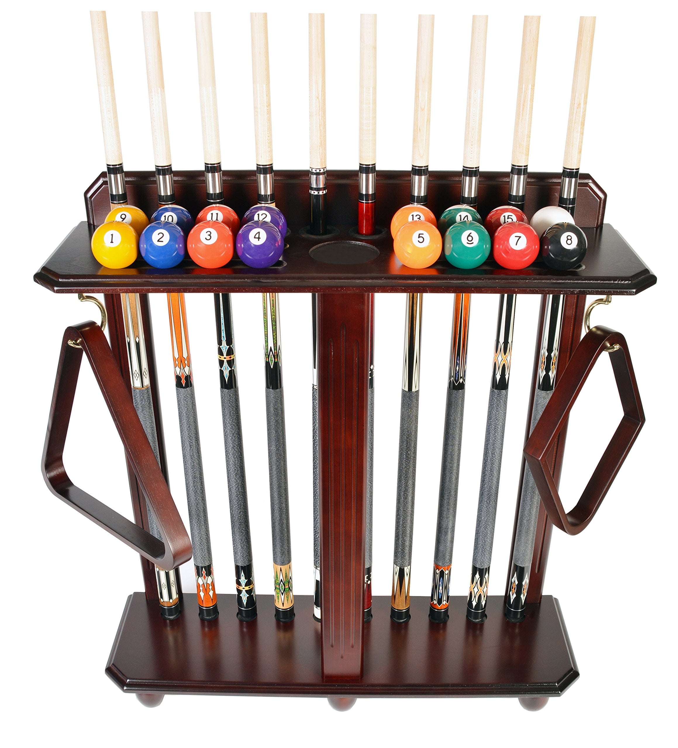 ISZY Billiards Pool Stick Rack - Cue Rack Only - Wood Floor Stand Holds ...