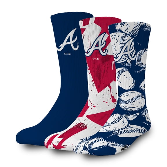ISlide Atlanta Braves Three-Pack Lifestyle Crew Socks Set