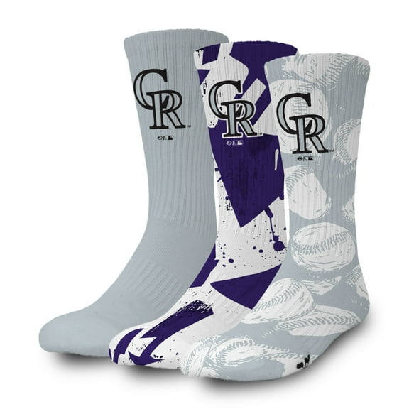 ISlide Colorado Rockies Three-Pack Lifestyle Crew Socks Set