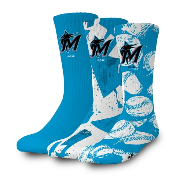 ISlide Miami Marlins Three-Pack Lifestyle Crew Socks Set