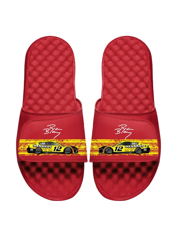 Red Ryan Blaney Car Signature Stack Slide Sandals