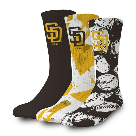 ISlide San Diego Padres Three-Pack Lifestyle Crew Socks Set