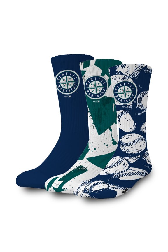 Seattle Mariners Three-Pack Lifestyle Crew Socks Set