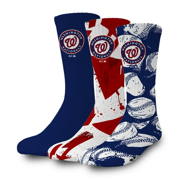 ISlide Washington Nationals Three-Pack Lifestyle Crew Socks Set