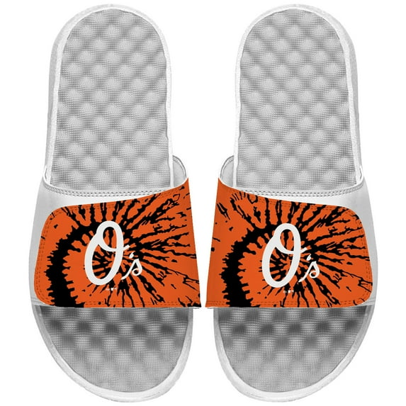 ISlide White Baltimore Orioles Tie Dye Slide Sandals