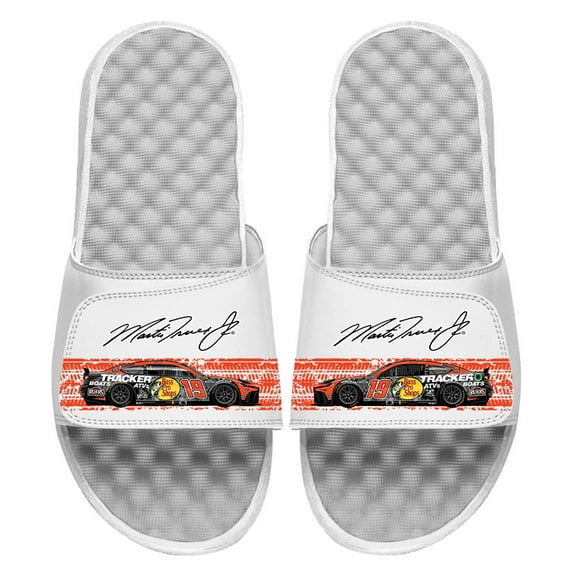 ISlide White Martin Truex Jr Car Signature Stack Slide Sandals