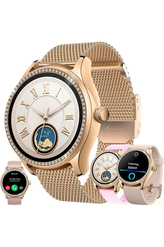 ISmart Watch for Men, 1.38" HD Touchscreen, Bluetooth Calling (Answer/Make Calls), 100+ Sports Modes, 10-Day Standby, IP68 Waterproof, Fitness Tracker Compatible with Android & iPhone (3 Strap)