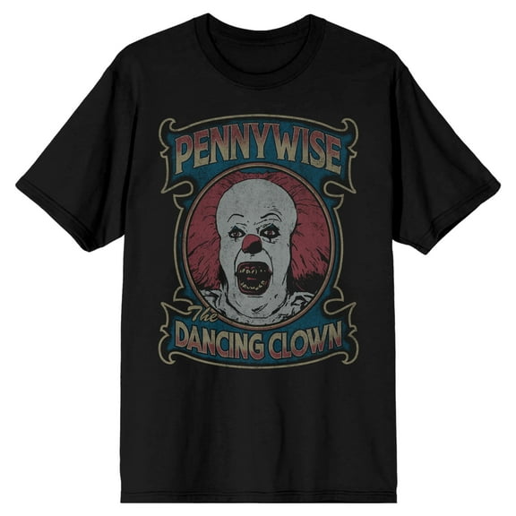 IT (1990) Pennywise The Dancing Clown Men's Black Short Sleeve T-shirt-XL