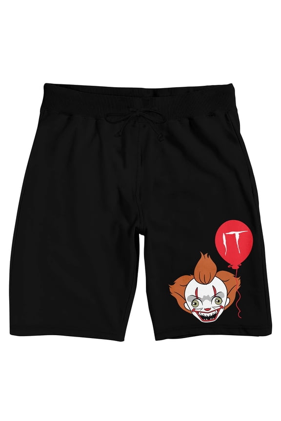 IT (2017) Pennywise with Balloon Men's Black Graphic Sleep Shorts-Small