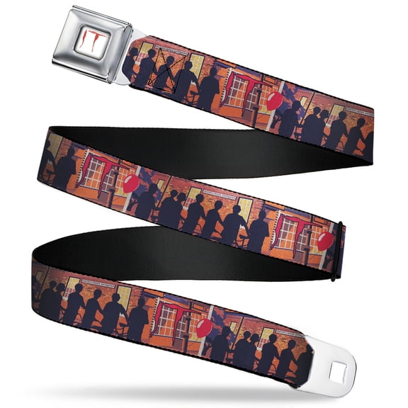 IT Belt, Seatbelt Buckle Belt, It Derry Boys Storefront Silhouette Vintage Poster, Youth 22 to 32 Inches