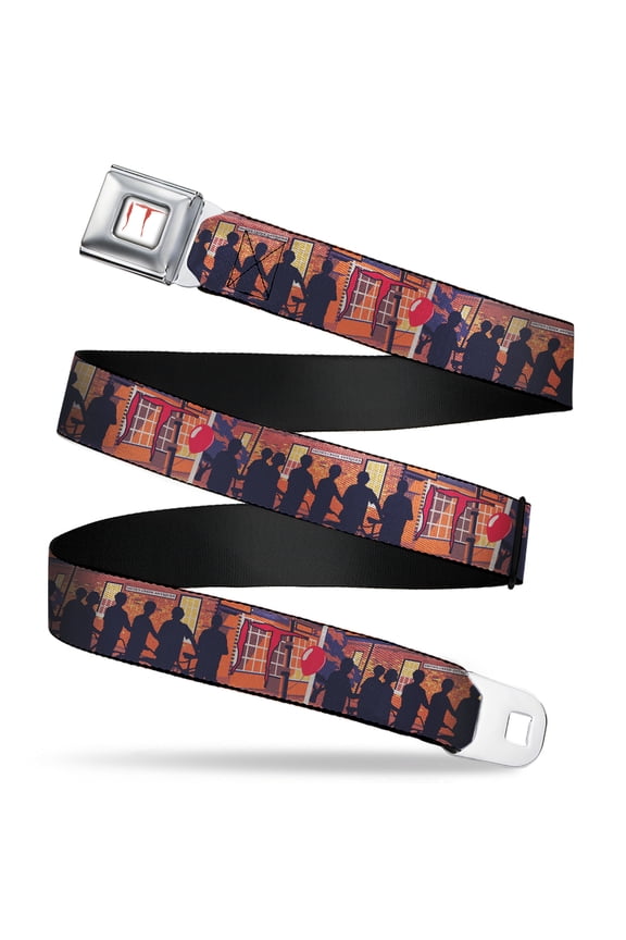 IT Belt, Seatbelt Buckle Belt, It Derry Boys Storefront Silhouette Vintage Poster, Youth 22 to 32 Inches