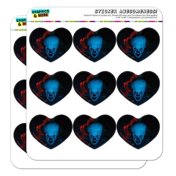 IT: Chapter 2 Blue Pennywise Heart Shaped Planner Calendar Scrapbook Craft Stickers