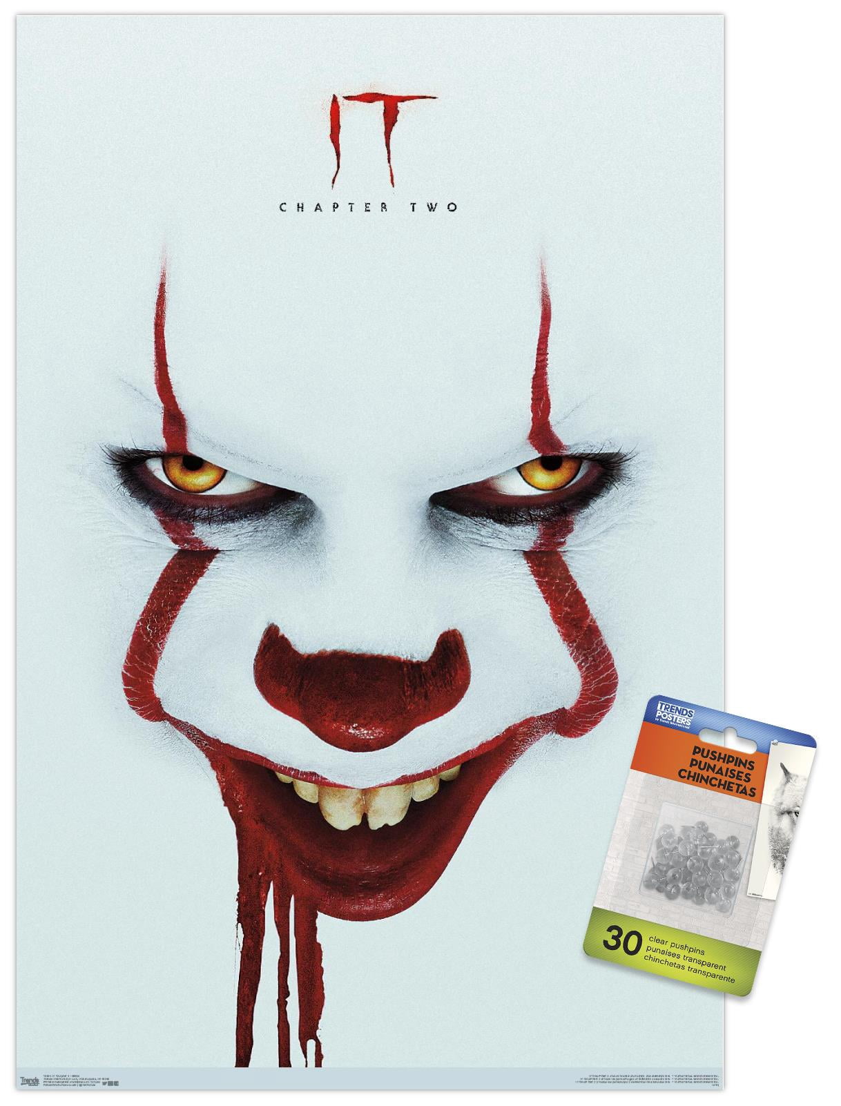 IT: Chapter 2 - Smile One Sheet Wall Poster with Push Pins, 14.725" x 22.375"